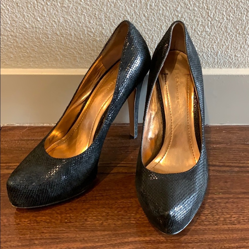 BCBG snake heels